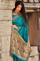 Turquoise  Banarasi Saree with Weaving Banarasi silk