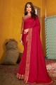 Weaving,lace border Silk Pink Saree with Blouse