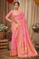 Pink Saree with Zari Cotton