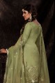 Embroidered Soft net Pista Palazzo Suit with Dupatta
