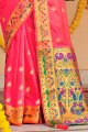 Silk Saree with Zari in Pink