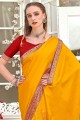 Silk Saree in Yellow with Lace border