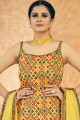 Printed Chinon chiffon Sharara Suit in Yellow with Dupatta