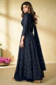Palazzo Suit in Embroidered Blue Georgette