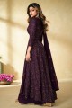 Palazzo Suit with Wine Embroidered Georgette