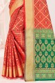 Red Saree with Weaving Patola silk