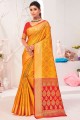 Yellow Patola silk Saree with Weaving