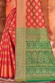 Zari Patola silk Saree in Red with Blouse