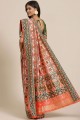 Banarasi Saree Banarasi silk in Orange with Weaving
