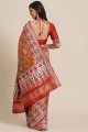 Banarasi Saree in Orange Weaving Banarasi silk