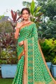 Cotton and silk Saree with Weaving in Green