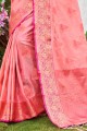 Pink Zari,weaving Saree in Organza