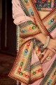 Zari,thread,embroidered Art silk Saree in Baby pink