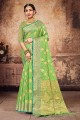 Silk Zari,weaving Green Saree with Blouse