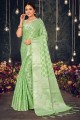 Saree with Weaving in Silk Green