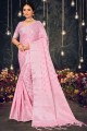 Silk Pink Saree Weaving  with Blouse