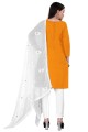 Yellow Salwar Kameez in Embroidered Cotton