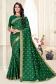 Green Saree in Silk  Printed