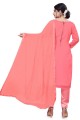 Salwar Kameez in Baby pink Georgette with Embroidered