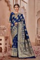 Banarasi silk Weaving Blue Banarasi Saree with Blouse