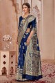 Banarasi silk Weaving Blue Banarasi Saree with Blouse