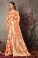 Saree in Cotton with Peach  Weaving