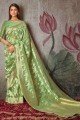 Cotton Saree in Green with Weaving Blouse
