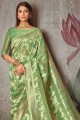 Cotton Saree in Green with Weaving Blouse