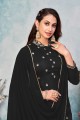 Black Palazzo Suit in Art silk with Embroidered