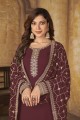 Salwar Kameez in Maroon Faux georgette with Embroidered
