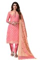 Pink Salwar Kameez in Weaving Banarsi jacquard