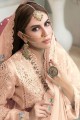 Net Stone with moti Peach Pakistani suits with Dupatta