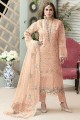Net Stone with moti Peach Pakistani suits with Dupatta