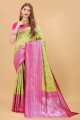 Banarasi silk Zari,weaving Green Banarasi Saree with Blouse