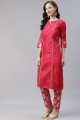 Poly silk Straight Kurti in Pink with Plain