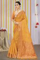 Weaving Organza Saree in Yellow with Blouse