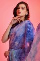 Blue Saree in Chiffon with Embroidered,printed