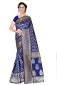 Navy blue Weaving Art silk Saree