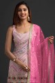Sharara Suit Faux georgette with Embroidered in Pink