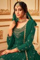 Pakistani Suit in Green Georgette with Embroidered