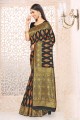 Banarasi Saree in Black Cotton with Weaving
