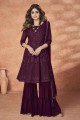 Georgette Pakistani Suit in Wine  with Embroidered