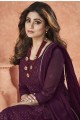 Georgette Pakistani Suit in Wine  with Embroidered