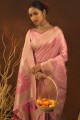 Zari,embroidered Silk Saree in Pink