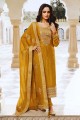 Mustard  Pakistani Suit in Silk with Embroidered