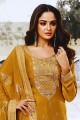 Mustard  Pakistani Suit in Silk with Embroidered