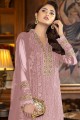 Pink Pakistani Suit in Embroidered Faux georgette