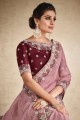 Pink Saree with Stone,embroidered Organza