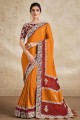 Georgette Saree in Orange with Stone,embroidered