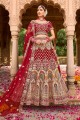 Bridal Lehenga Choli in Red Embroidered Velvet